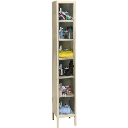 Global Industrial See-Thru Door Locker, 12 in W, 12 in D, 78 in H, Tan B2318169